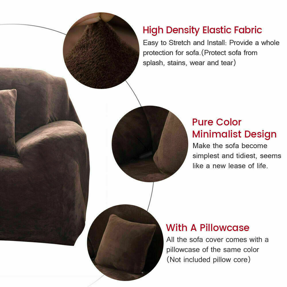 1/2/3/4 Seater Velvet Stretch Sofa Covers Soft Sofa Couch Protect Elastic Cover - Picture 36 of 74