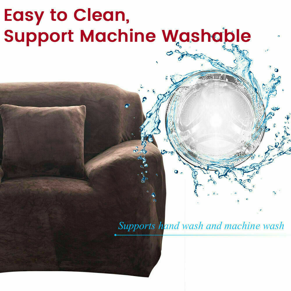 1/2/3/4 Seater Velvet Stretch Sofa Covers Soft Sofa Couch Protect Elastic Cover - Picture 39 of 74