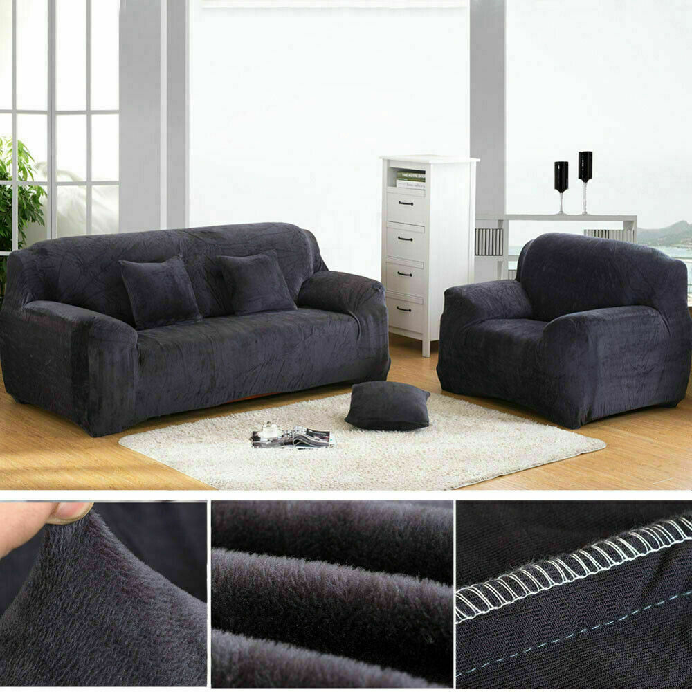 1/2/3/4 Seater Velvet Stretch Sofa Covers Soft Sofa Couch Protect Elastic Cover - Picture 40 of 74