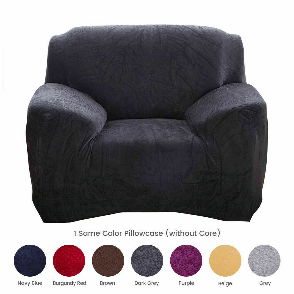 1/2/3/4 Seater Velvet Stretch Sofa Covers Soft Sofa Couch Protect Elastic Cover - Picture 41 of 74