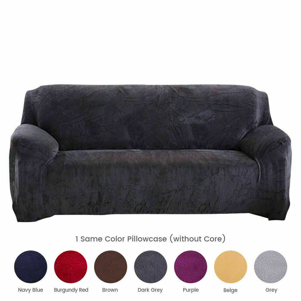 1/2/3/4 Seater Velvet Stretch Sofa Covers Soft Sofa Couch Protect Elastic Cover - Picture 43 of 74