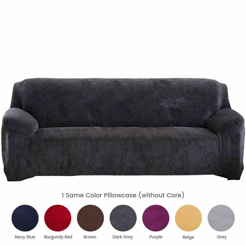 1/2/3/4 Seater Velvet Stretch Sofa Covers Soft Sofa Couch Protect Elastic Cover - Picture 44 of 74