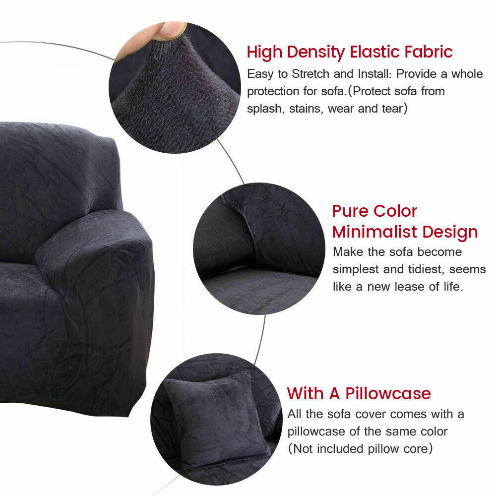 1/2/3/4 Seater Velvet Stretch Sofa Covers Soft Sofa Couch Protect Elastic Cover - Picture 45 of 74