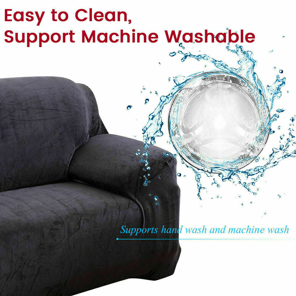 1/2/3/4 Seater Velvet Stretch Sofa Covers Soft Sofa Couch Protect Elastic Cover - Picture 46 of 74