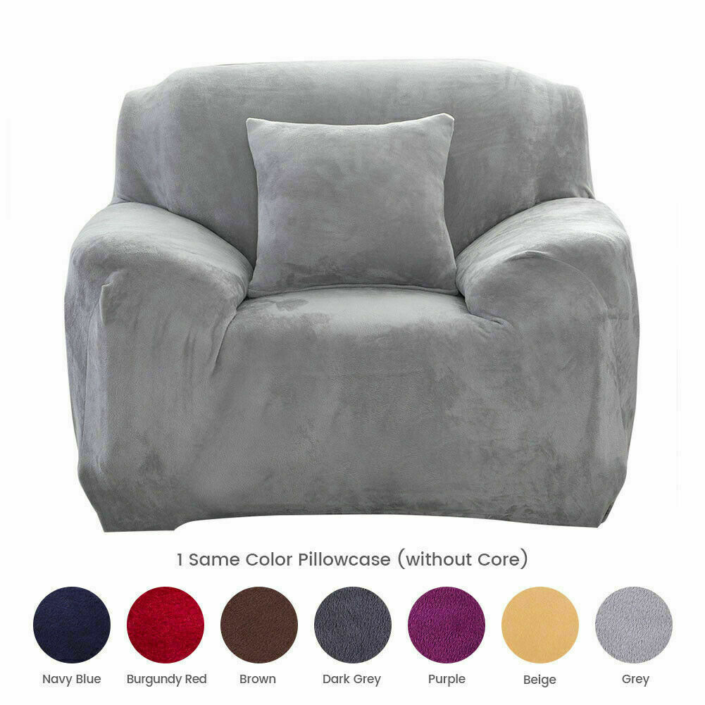 1/2/3/4 Seater Velvet Stretch Sofa Covers Soft Sofa Couch Protect Elastic Cover - Picture 50 of 74