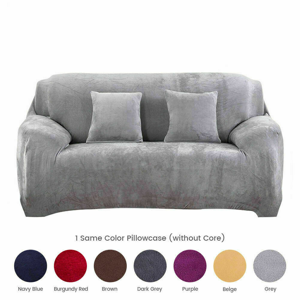 1/2/3/4 Seater Velvet Stretch Sofa Covers Soft Sofa Couch Protect Elastic Cover - Picture 51 of 74