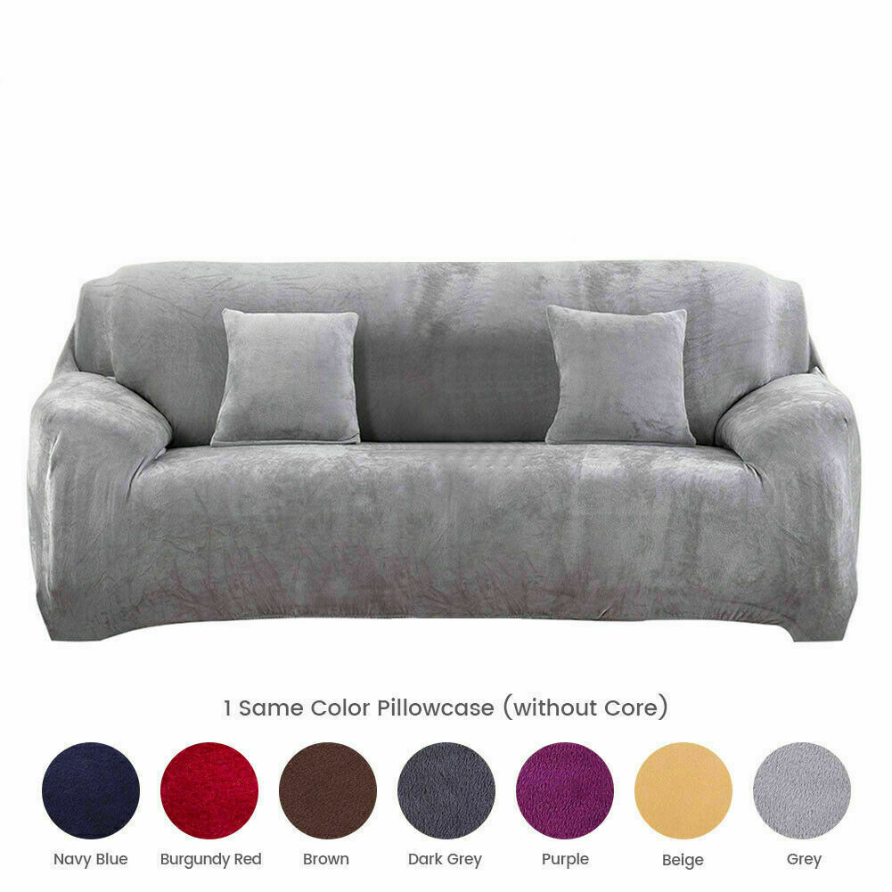 1/2/3/4 Seater Velvet Stretch Sofa Covers Soft Sofa Couch Protect Elastic Cover - Picture 52 of 74