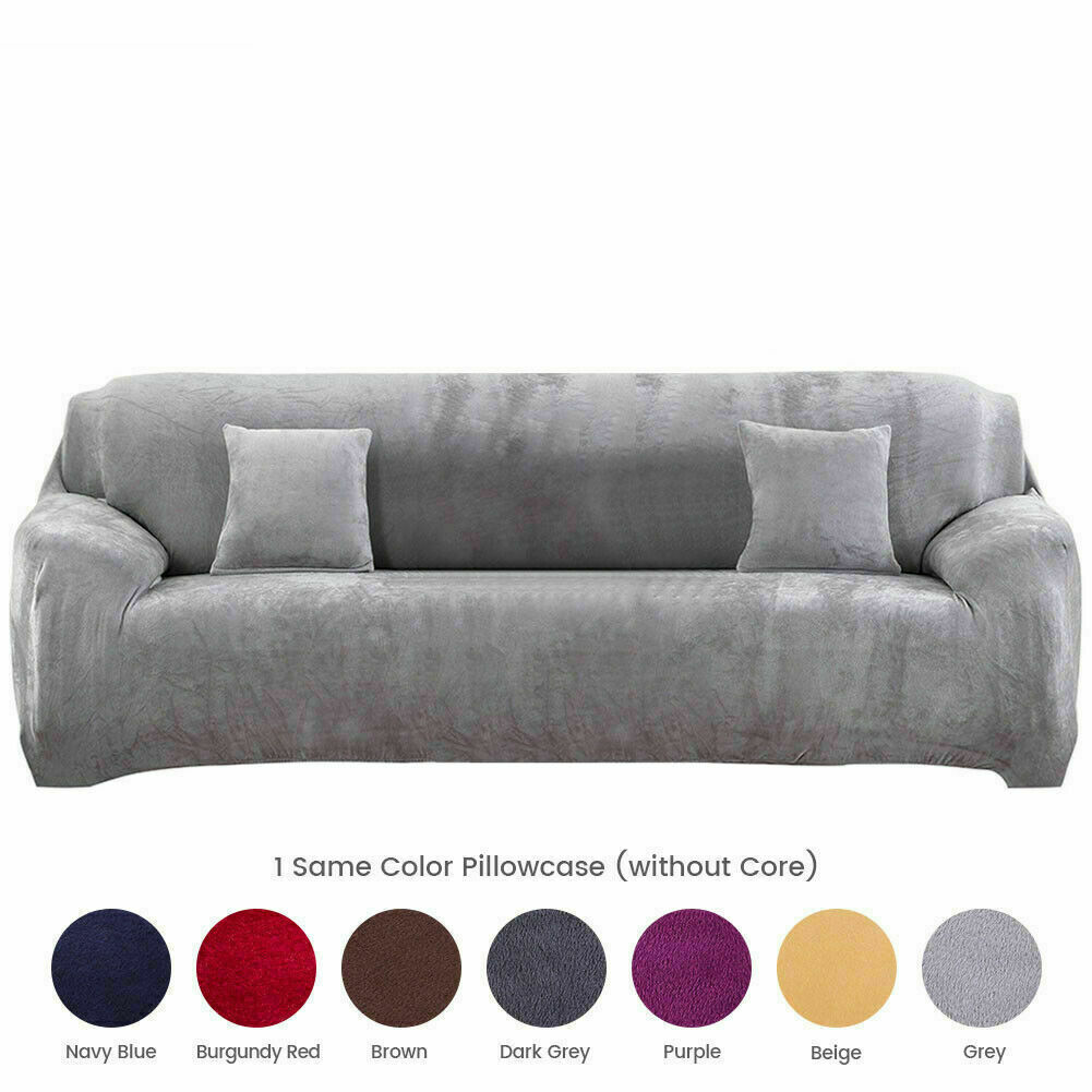 1/2/3/4 Seater Velvet Stretch Sofa Covers Soft Sofa Couch Protect Elastic Cover - Picture 53 of 74