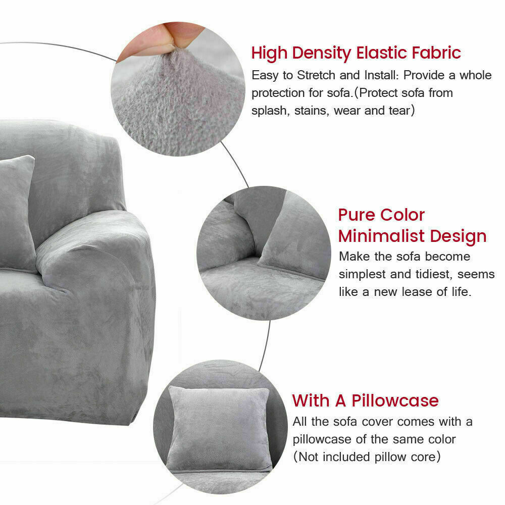 1/2/3/4 Seater Velvet Stretch Sofa Covers Soft Sofa Couch Protect Elastic Cover - Picture 54 of 74