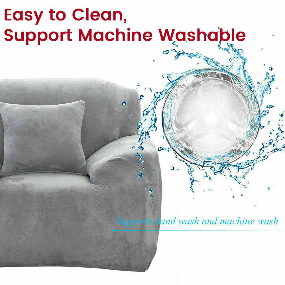 1/2/3/4 Seater Velvet Stretch Sofa Covers Soft Sofa Couch Protect Elastic Cover - Picture 56 of 74