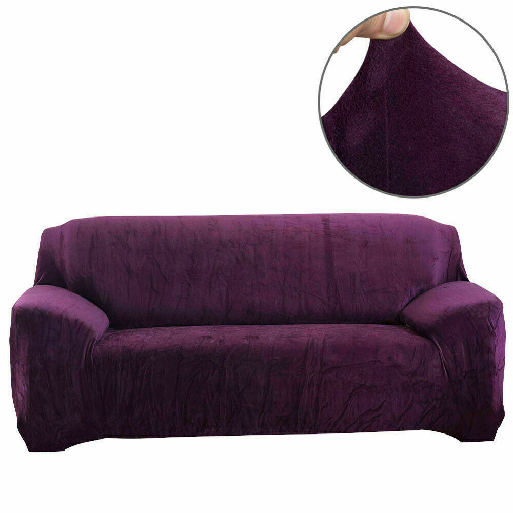 1/2/3/4 Seater Velvet Stretch Sofa Covers Soft Sofa Couch Protect Elastic Cover - Picture 60 of 74