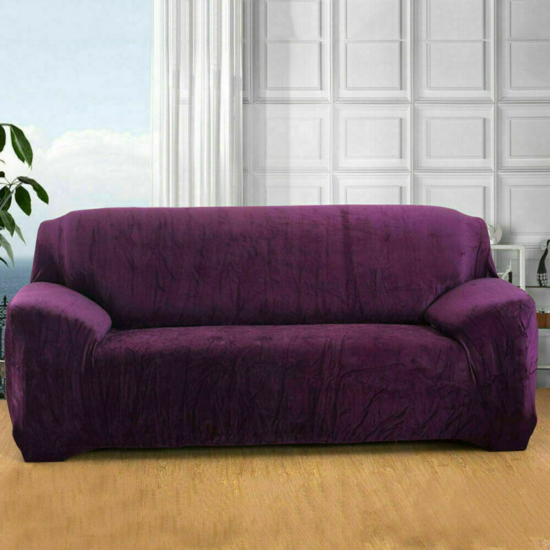 1/2/3/4 Seater Velvet Stretch Sofa Covers Soft Sofa Couch Protect Elastic Cover - Picture 61 of 74