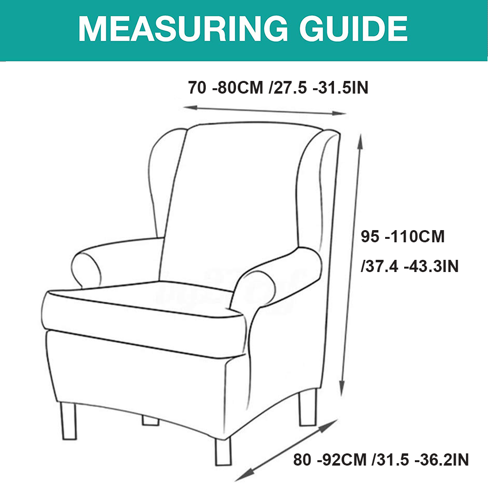 Stretch Knitted Chair Cover 2-Piece Wing Back Arm Chair Sofa Slipcover Protector