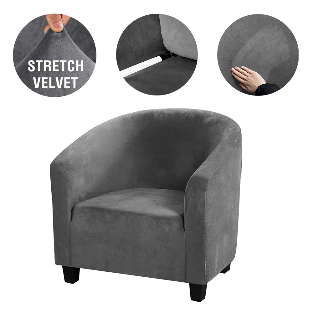 Stretch Club Sofa Chair Cover Living Room Tub Barrel 1 Seater Armchair Slipcover - Picture 14 of 34