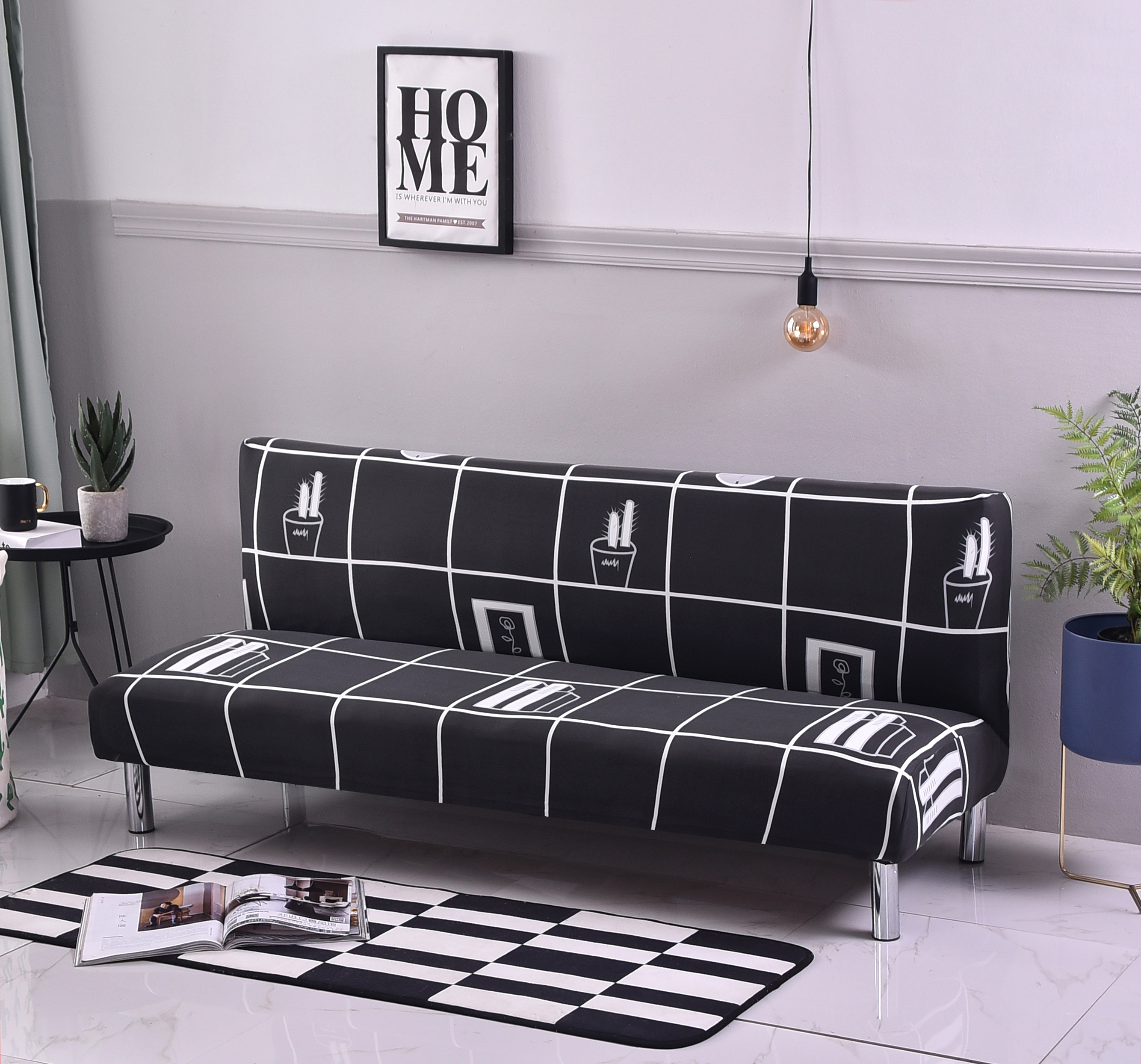 Stretch Armless Sofa Bed Cover Full Folding Couch Futon Pattern Slipcover Decor - Picture 10 of 149
