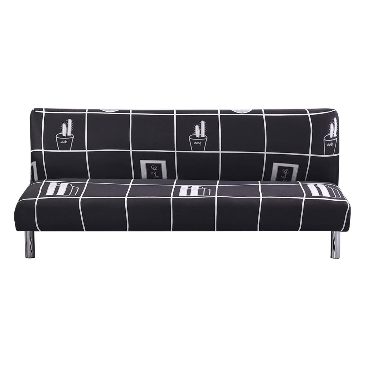 Stretch Armless Sofa Bed Cover Full Folding Couch Futon Pattern Slipcover Decor - Picture 11 of 149
