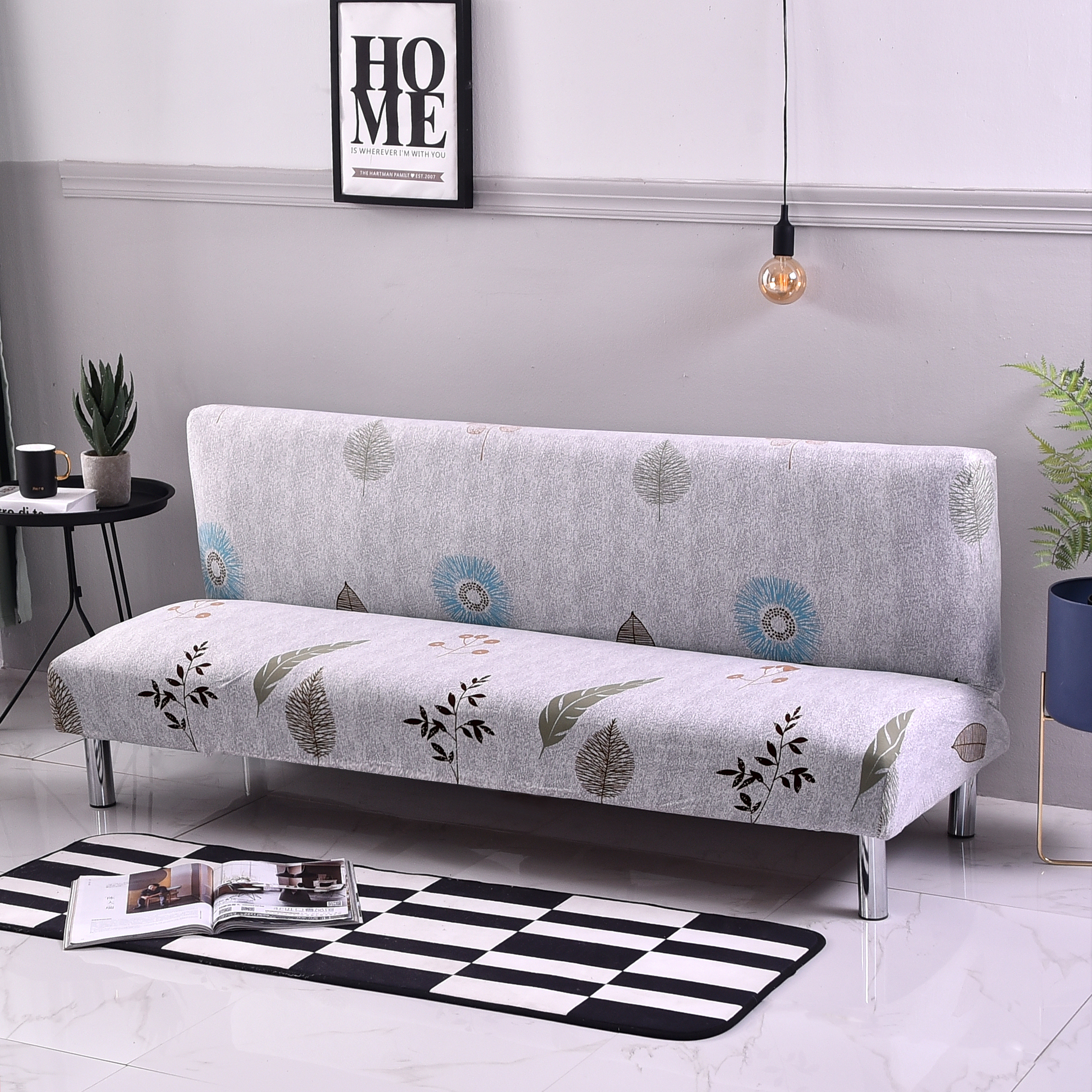 Stretch Armless Sofa Bed Cover Full Folding Couch Futon Pattern Slipcover Decor - Picture 20 of 149