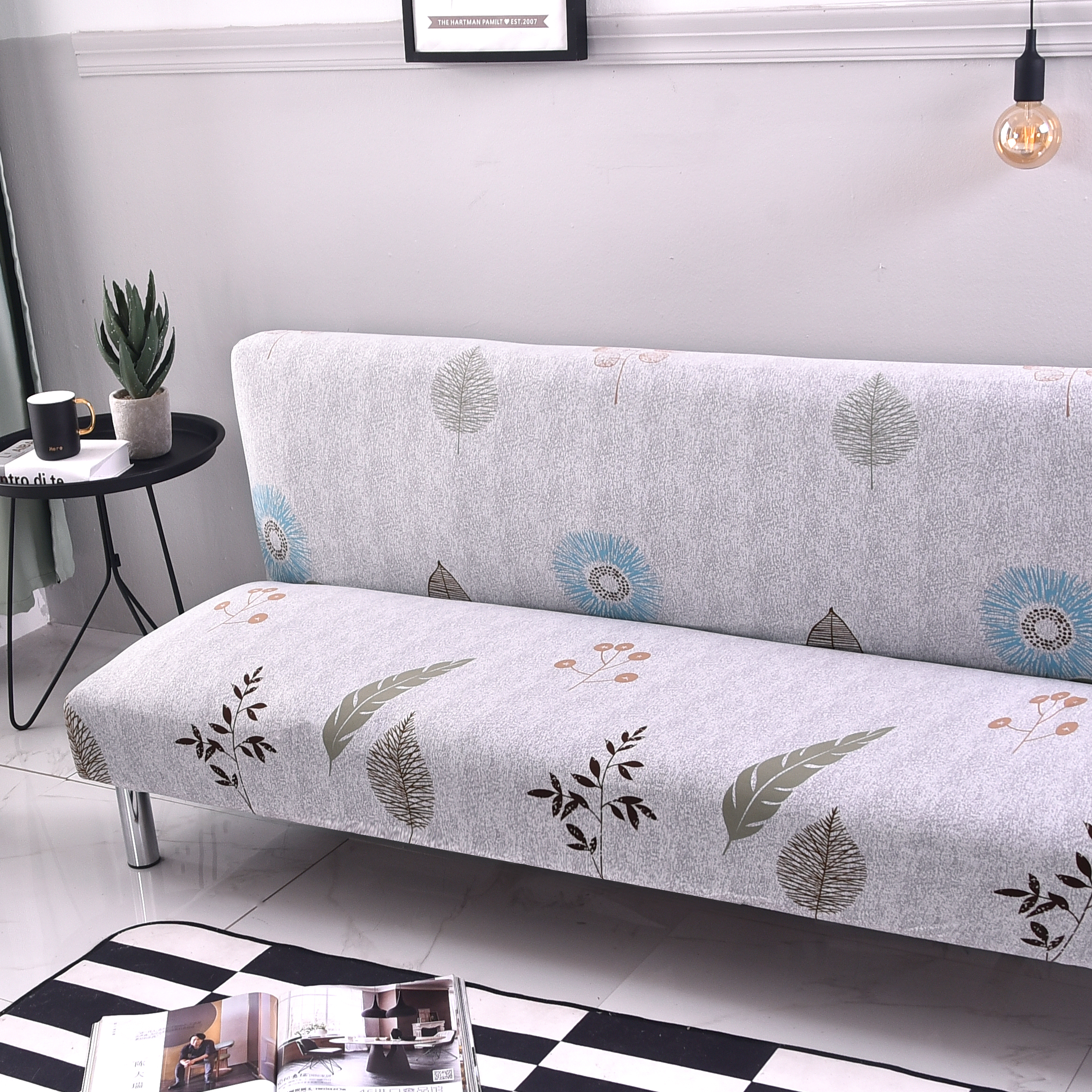 Stretch Armless Sofa Bed Cover Full Folding Couch Futon Pattern Slipcover Decor - Picture 23 of 149