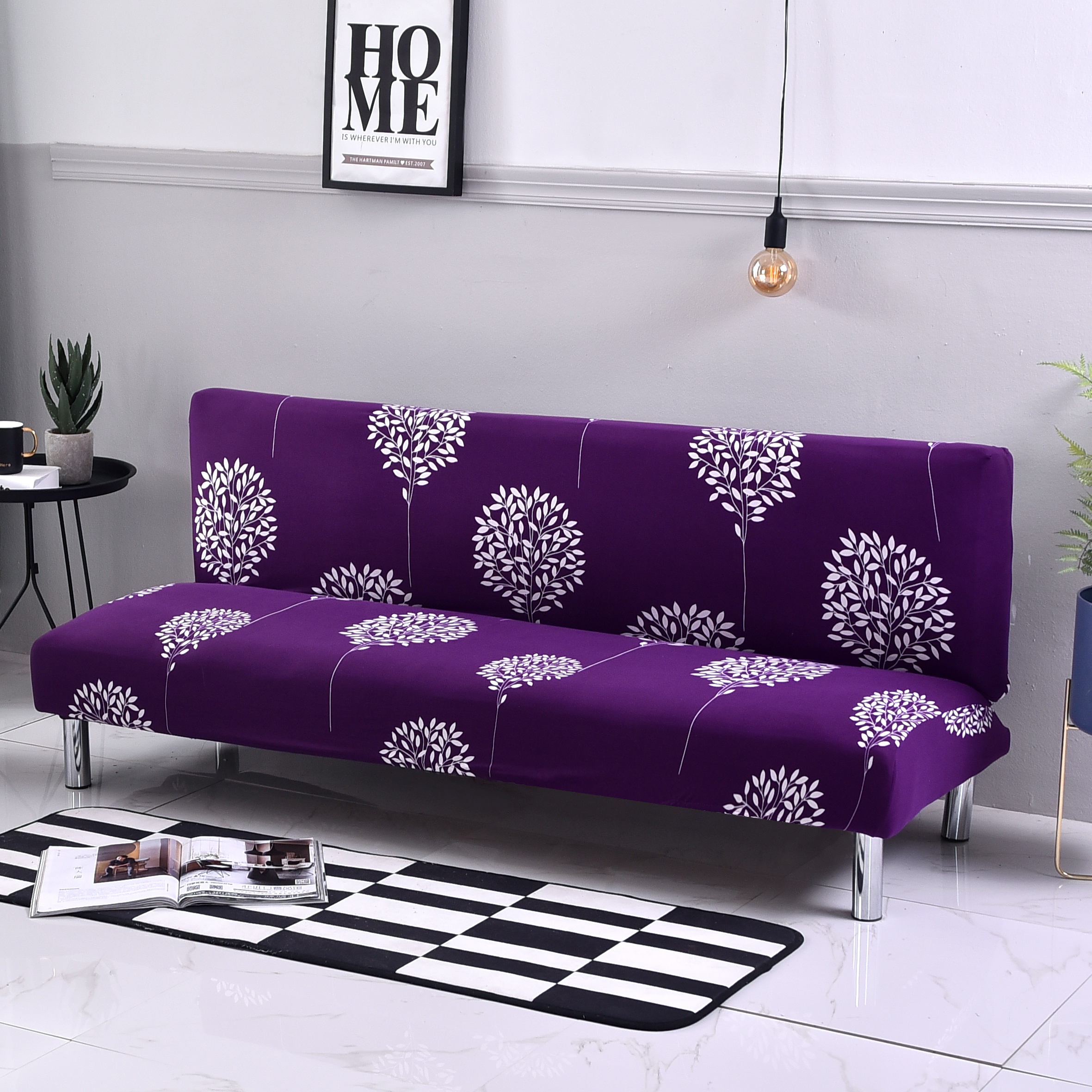 Stretch Armless Sofa Bed Cover Full Folding Couch Futon Pattern Slipcover Decor - Picture 30 of 149