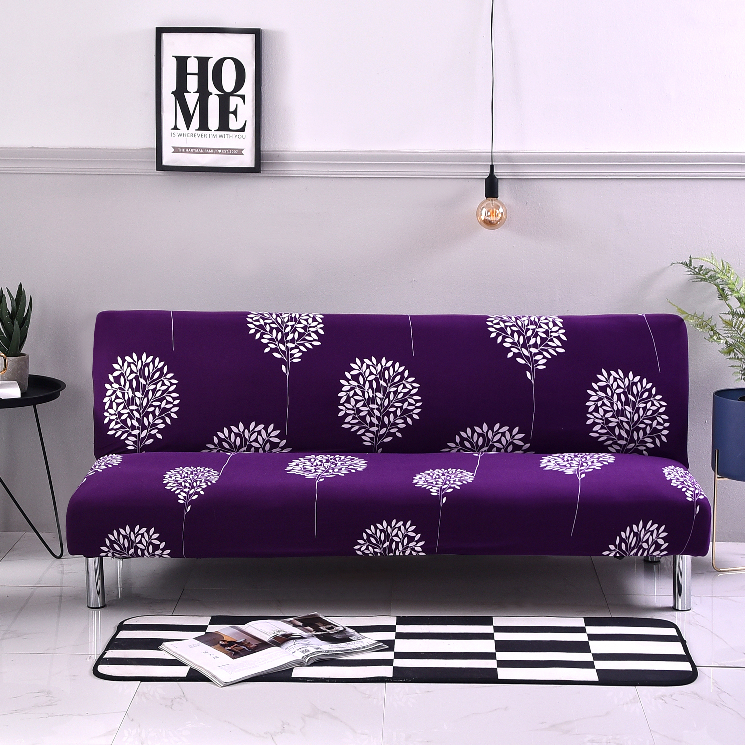 Stretch Armless Sofa Bed Cover Full Folding Couch Futon Pattern Slipcover Decor - Picture 32 of 149