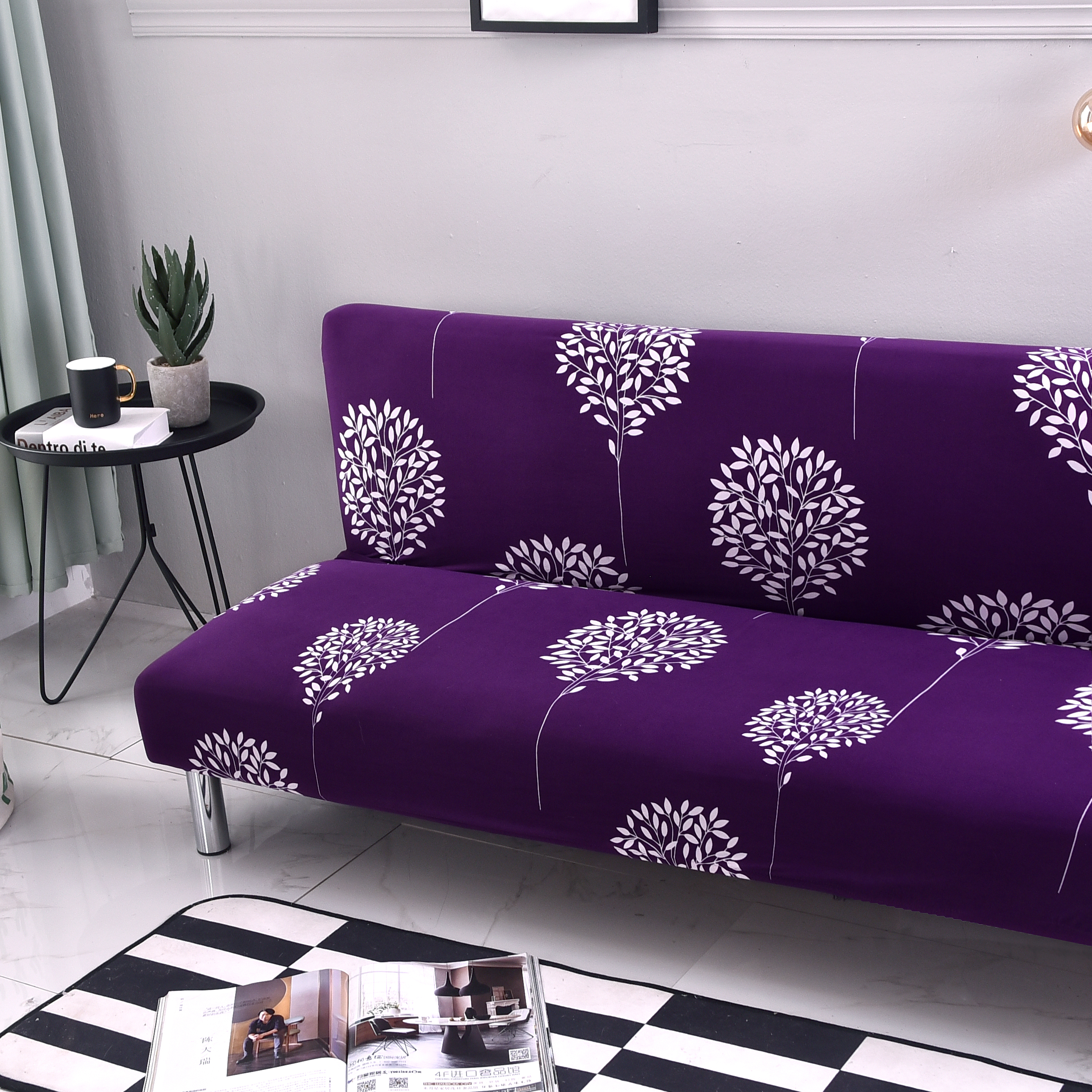 Stretch Armless Sofa Bed Cover Full Folding Couch Futon Pattern Slipcover Decor - Picture 34 of 149