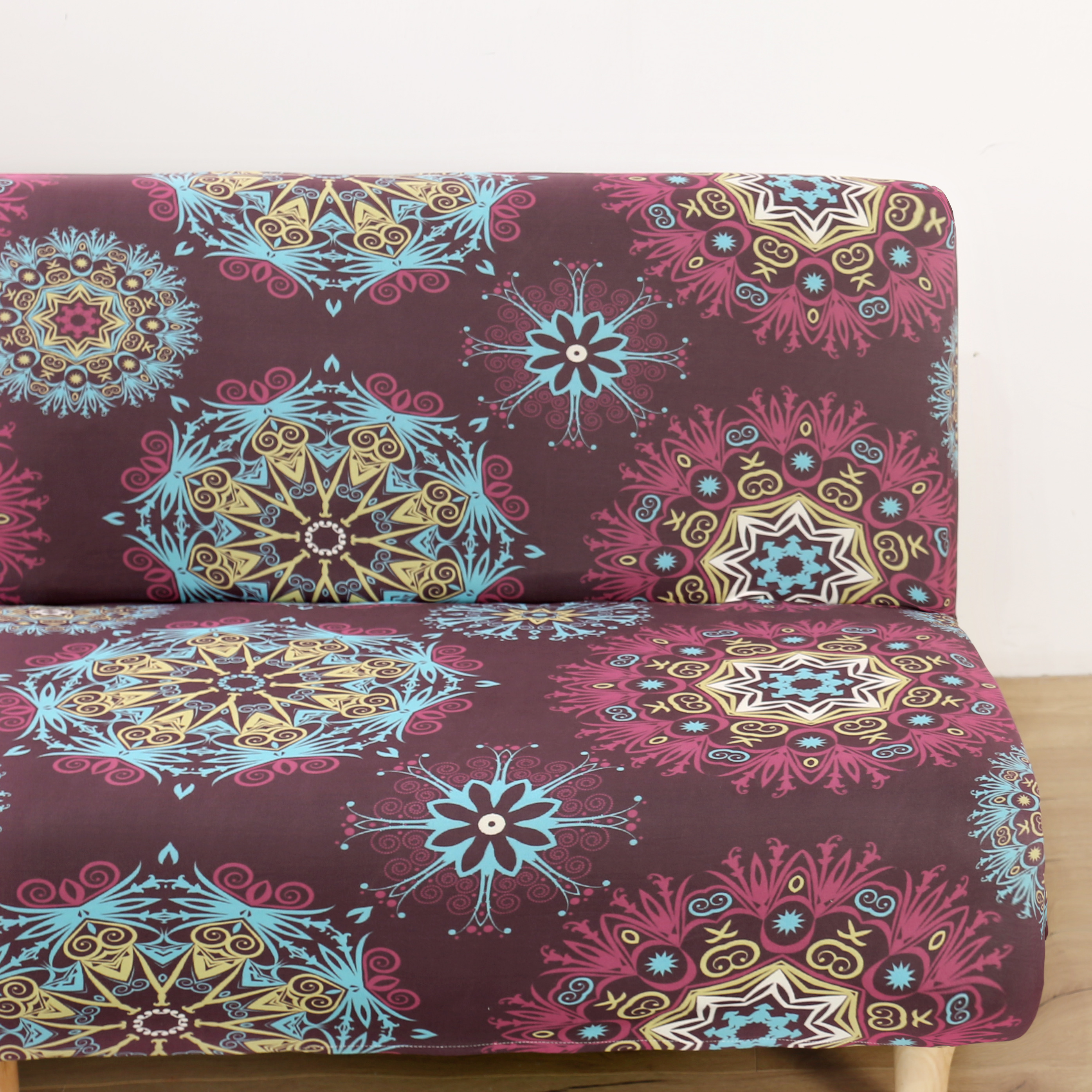 Stretch Armless Sofa Bed Cover Full Folding Couch Futon Pattern Slipcover Decor - Picture 63 of 149