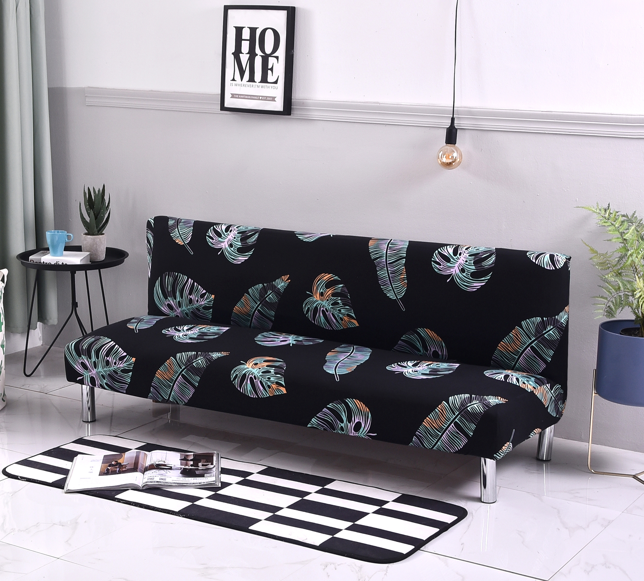 Stretch Armless Sofa Bed Cover Full Folding Couch Futon Pattern Slipcover Decor - Picture 66 of 149
