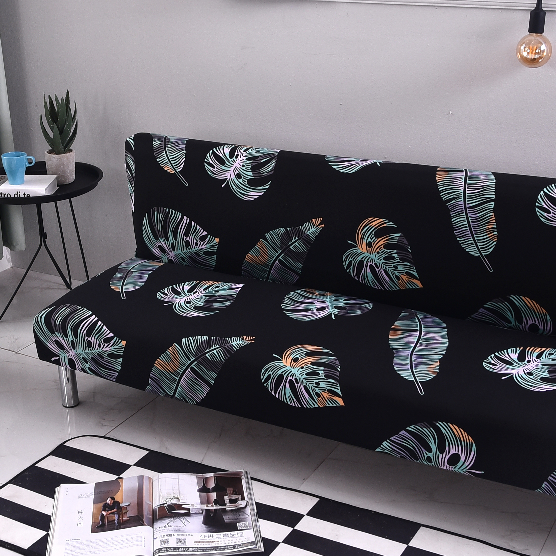 Stretch Armless Sofa Bed Cover Full Folding Couch Futon Pattern Slipcover Decor - Picture 70 of 149