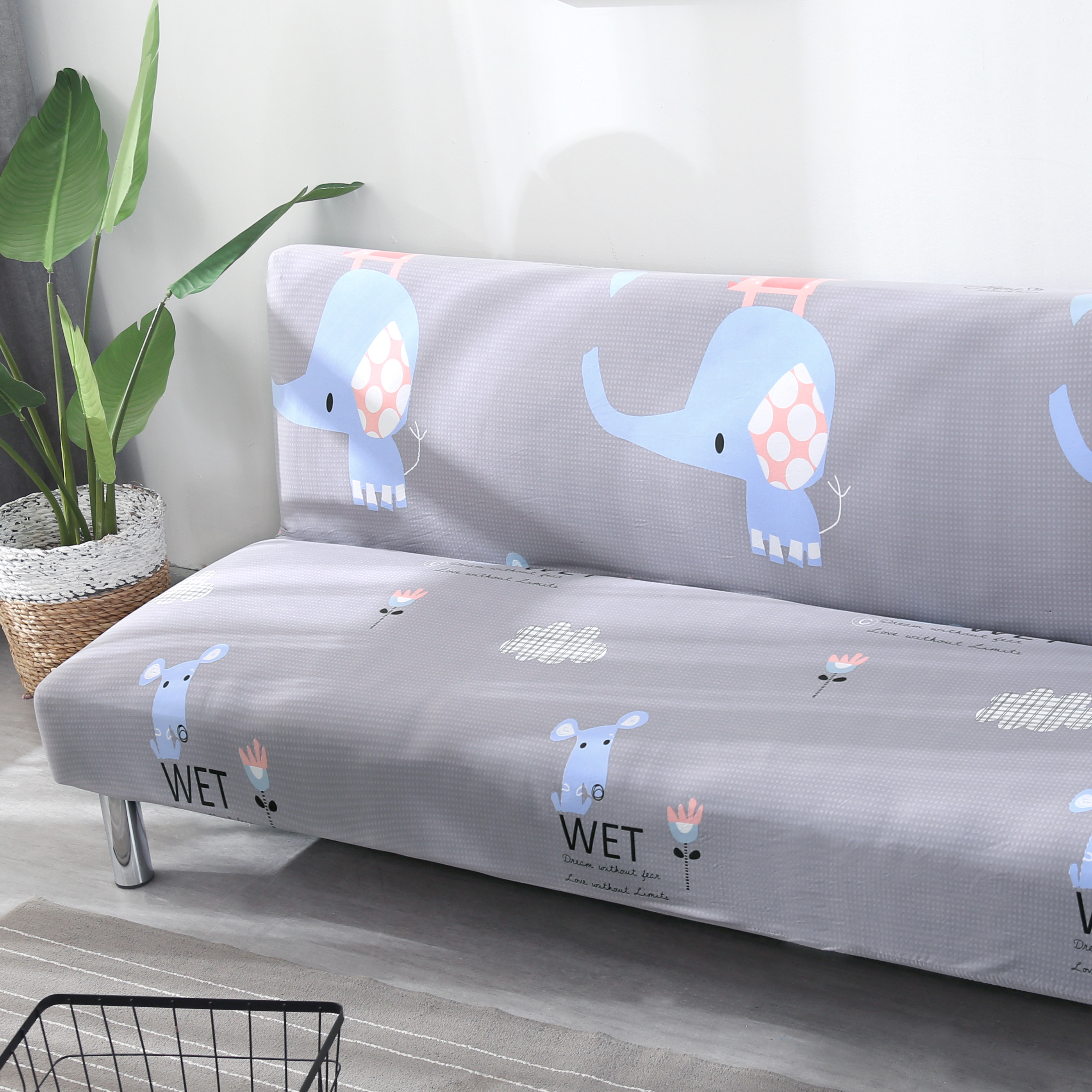 Stretch Armless Sofa Bed Cover Full Folding Couch Futon Pattern Slipcover Decor - Picture 95 of 149