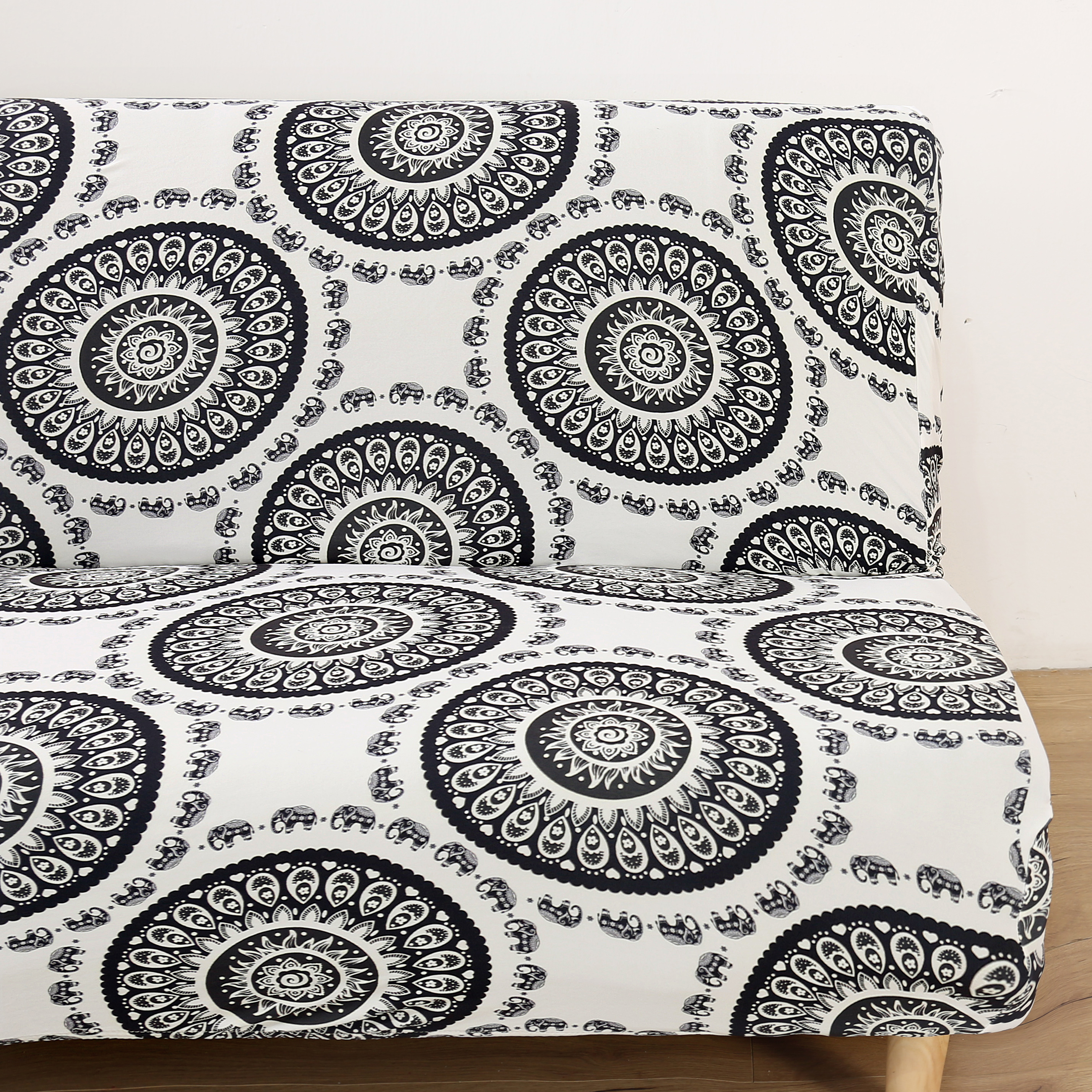 Stretch Armless Sofa Bed Cover Full Folding Couch Futon Pattern Slipcover Decor - Picture 105 of 149