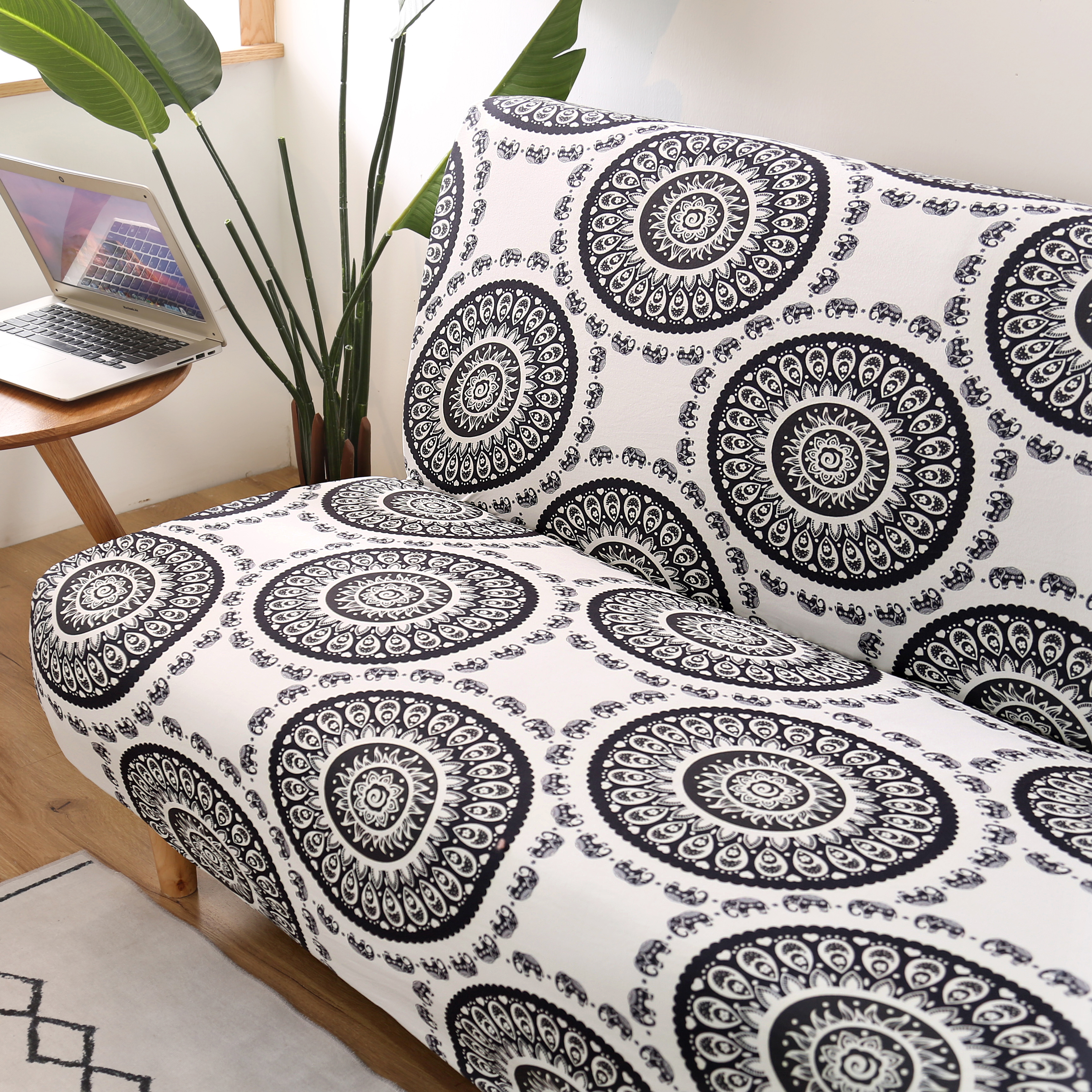 Stretch Armless Sofa Bed Cover Full Folding Couch Futon Pattern Slipcover Decor - Picture 106 of 149