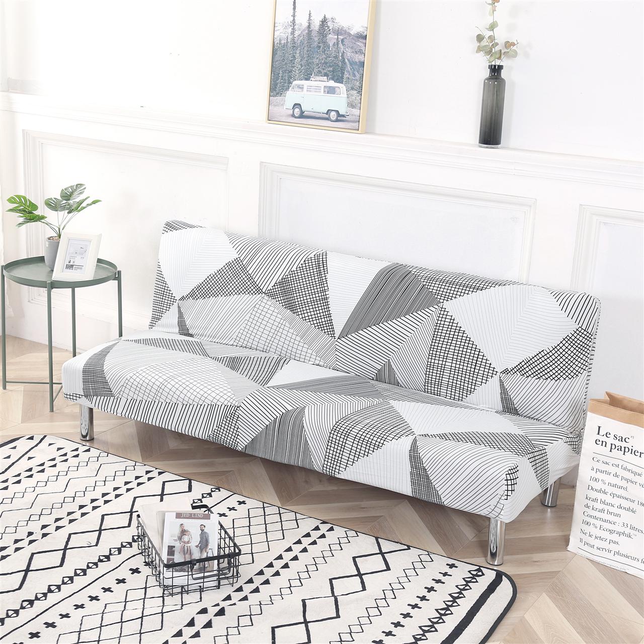 Stretch Armless Sofa Bed Cover Full Folding Couch Futon Pattern Slipcover Decor - Picture 117 of 149