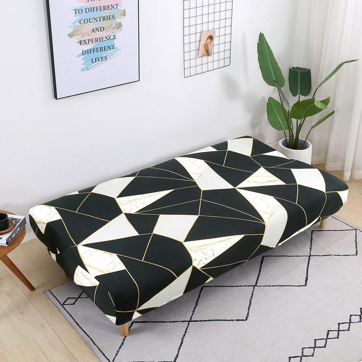 Stretch Armless Sofa Bed Cover Full Folding Couch Futon Pattern Slipcover Decor - Picture 139 of 149