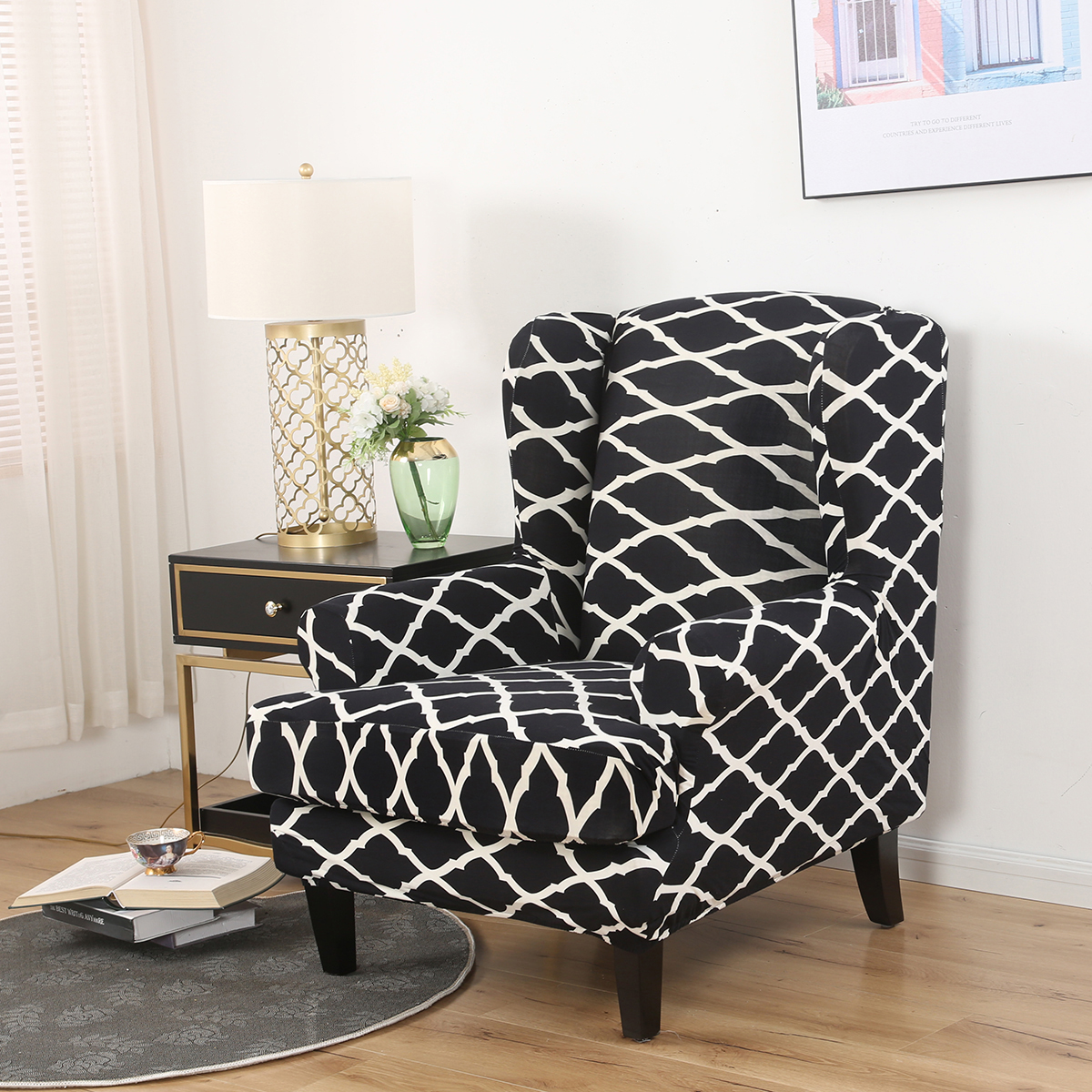 Stretch Wing Chair Cover Slipcover Wingback Armchair Split Protector Furniture - Picture 14 of 111