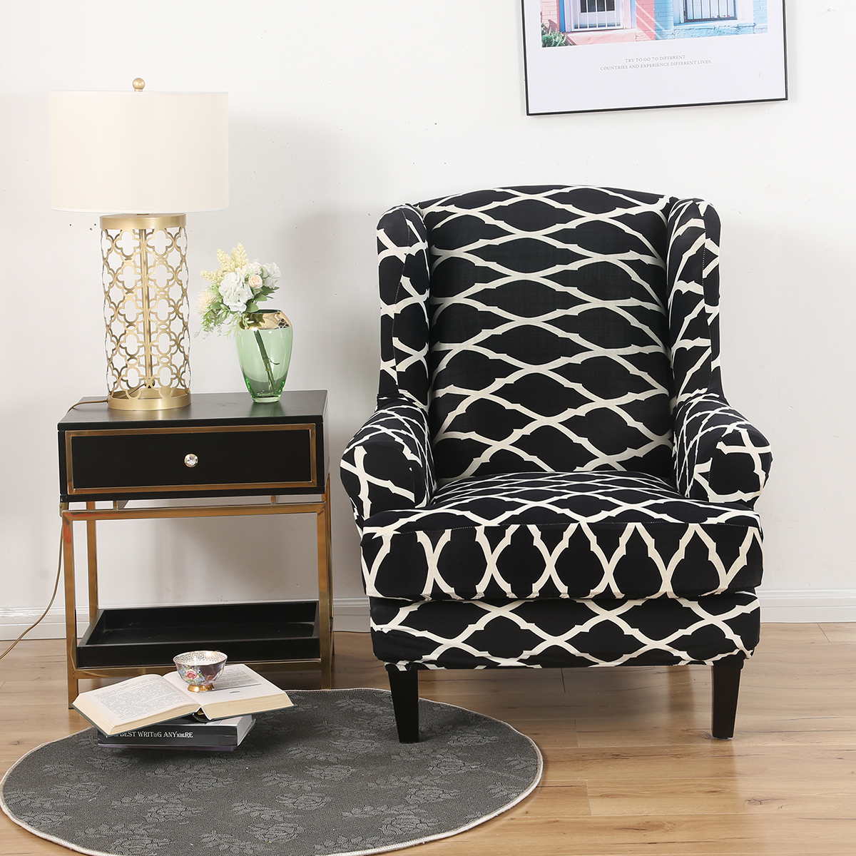 Stretch Wing Chair Cover Slipcover Wingback Armchair Split Protector Furniture - Picture 15 of 111