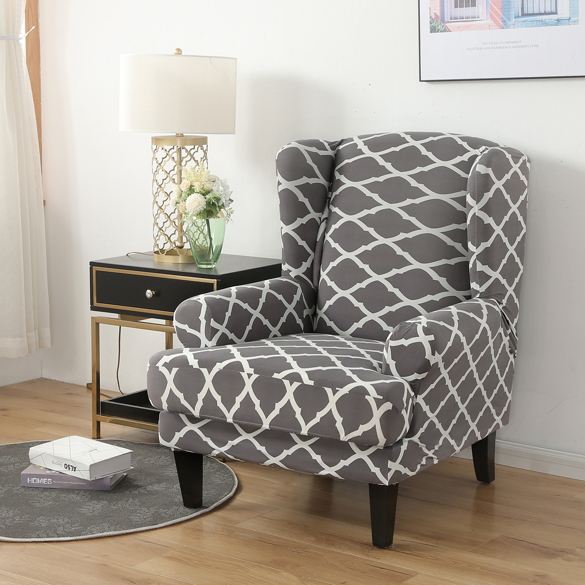 Stretch Wing Chair Cover Slipcover Wingback Armchair Split Protector Furniture - Picture 25 of 111