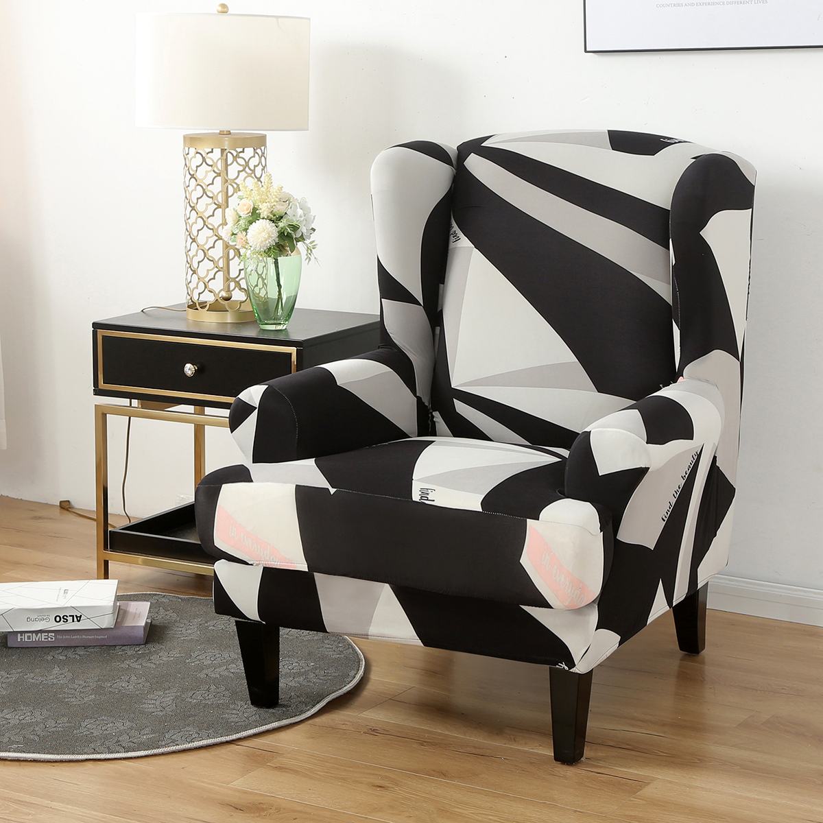 Stretch Wing Chair Cover Slipcover Wingback Armchair Split Protector Furniture - Picture 47 of 111