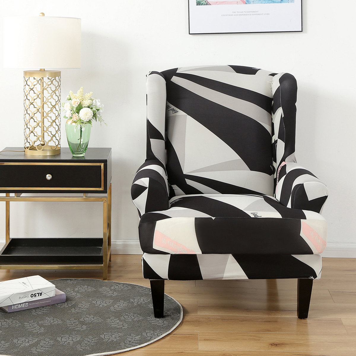 Stretch Wing Chair Cover Slipcover Wingback Armchair Split Protector Furniture - Picture 48 of 111