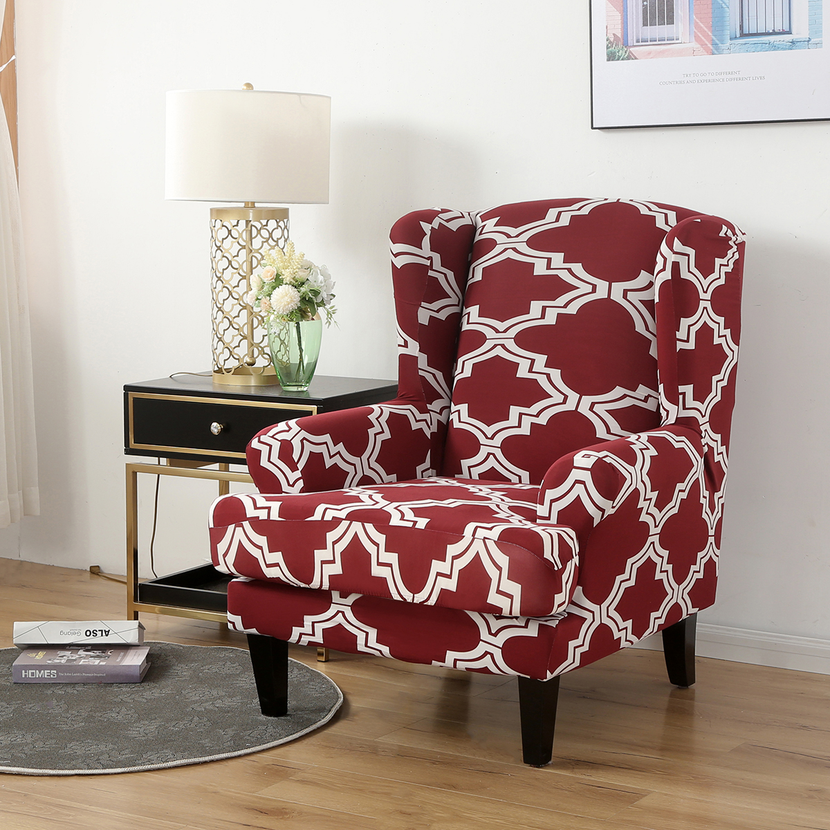 Stretch Wing Chair Cover Slipcover Wingback Armchair Split Protector Furniture - Picture 58 of 111