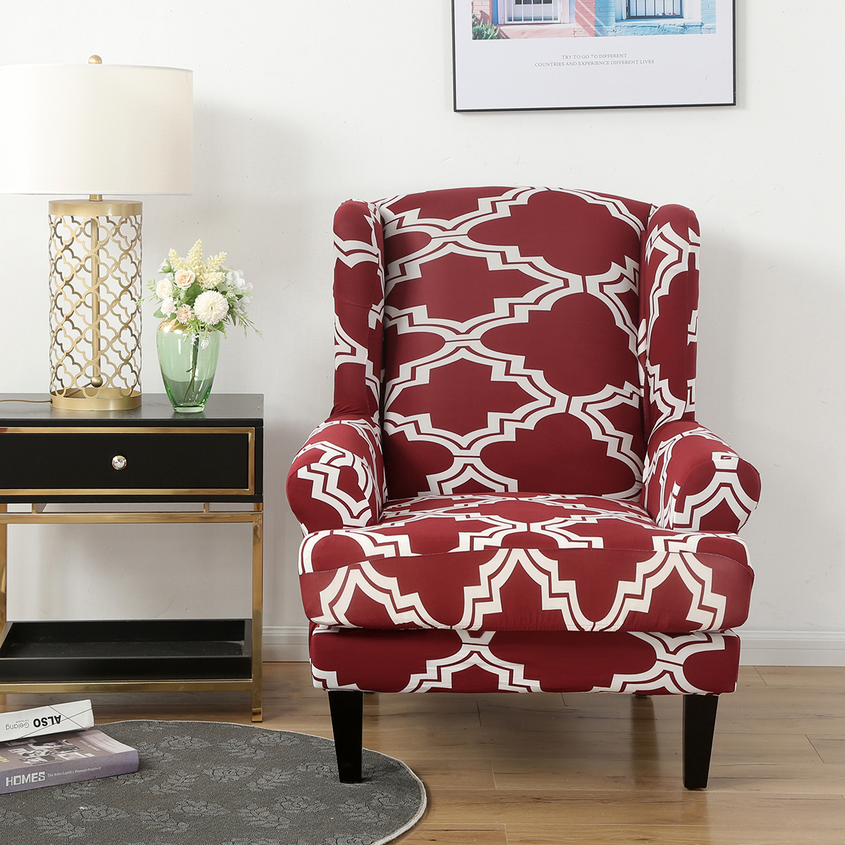 Stretch Wing Chair Cover Slipcover Wingback Armchair Split Protector Furniture - Picture 59 of 111