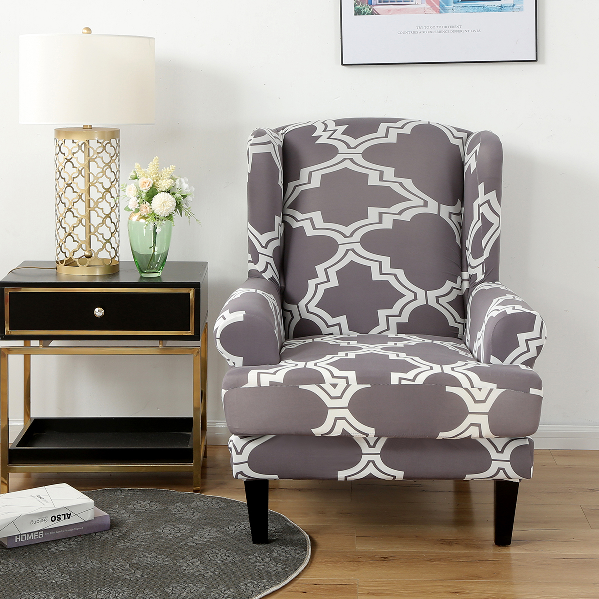 Stretch Wing Chair Cover Slipcover Wingback Armchair Split Protector Furniture - Picture 70 of 111