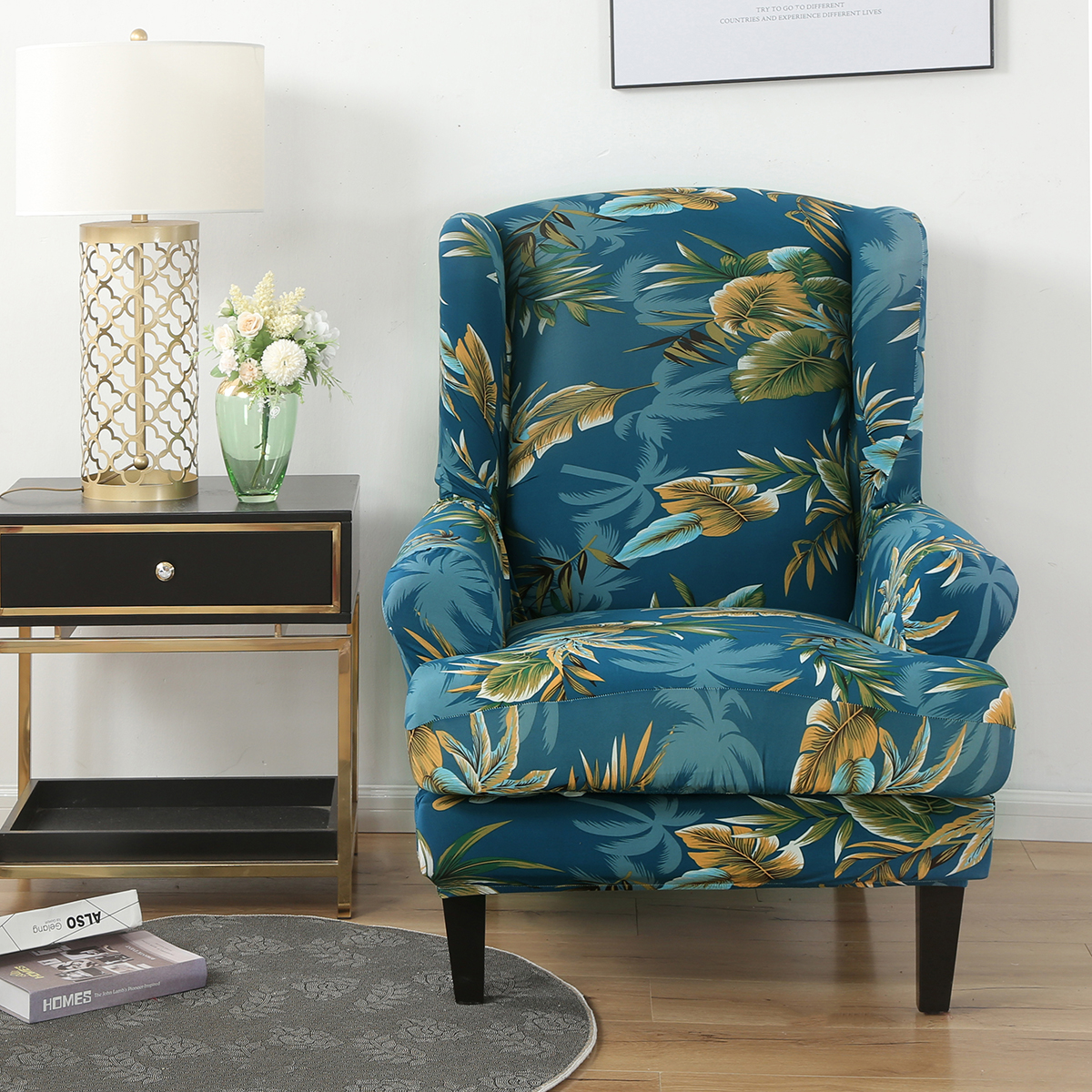 Stretch Wing Chair Cover Slipcover Wingback Armchair Split Protector Furniture - Picture 92 of 111