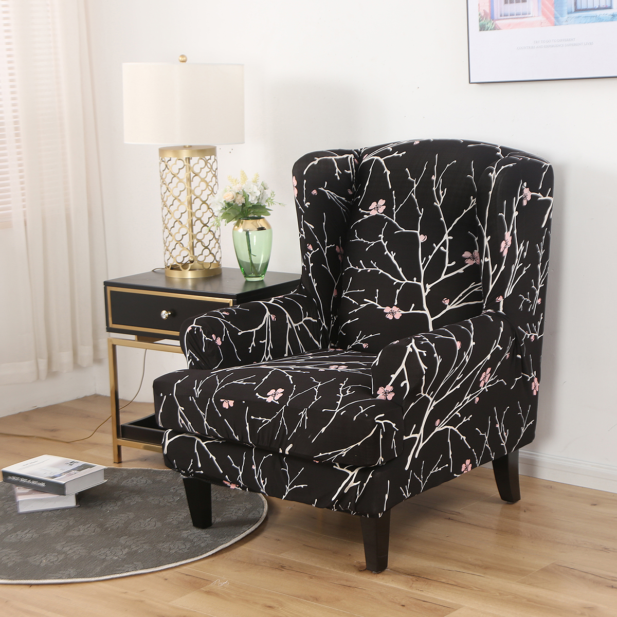 Stretch Wing Chair Cover Slipcover Wingback Armchair Split Protector Furniture - Picture 102 of 111