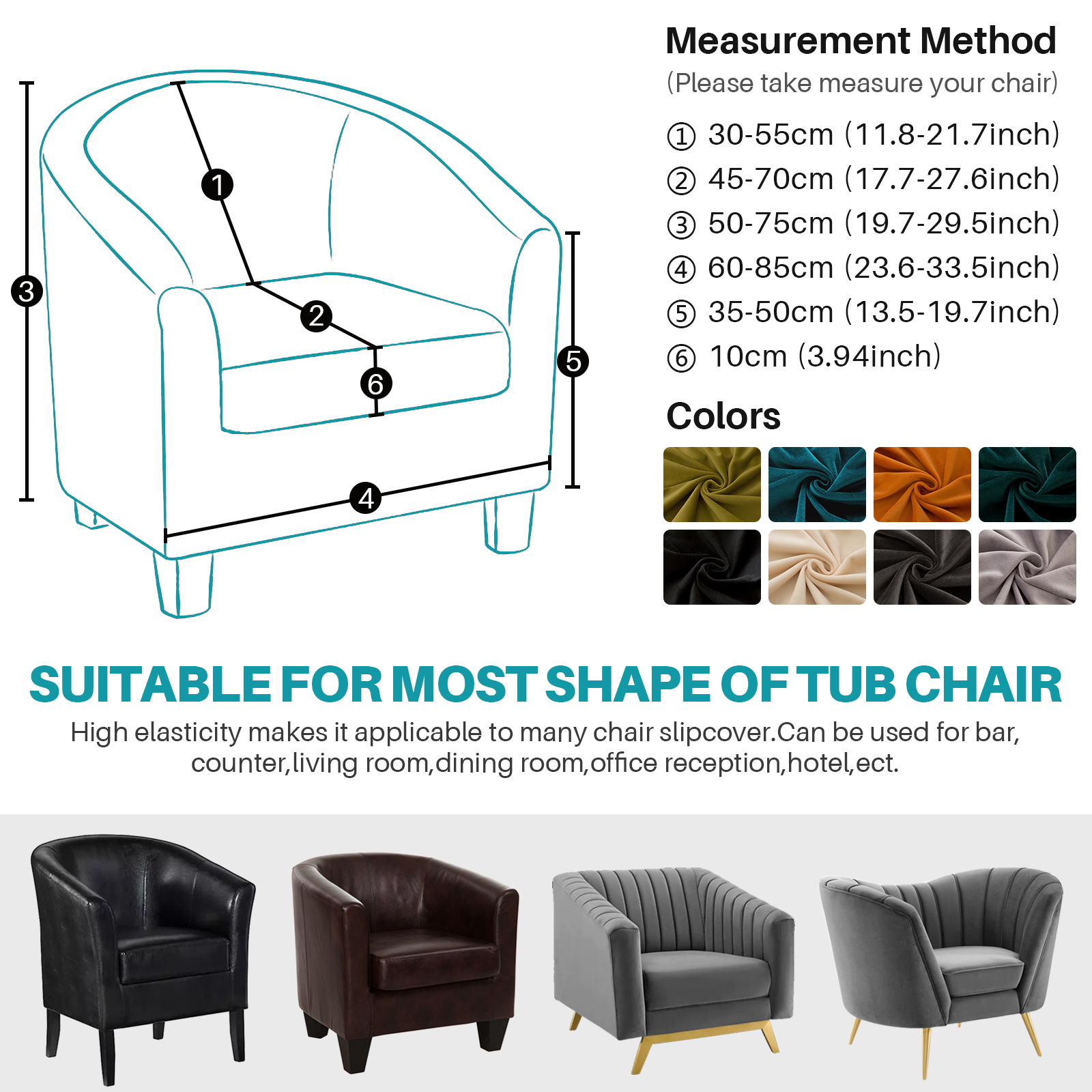 2-Piece Stretch Velvet Tub Chair Cover Armchair Slipcover Furniture Protector - Picture 41 of 103