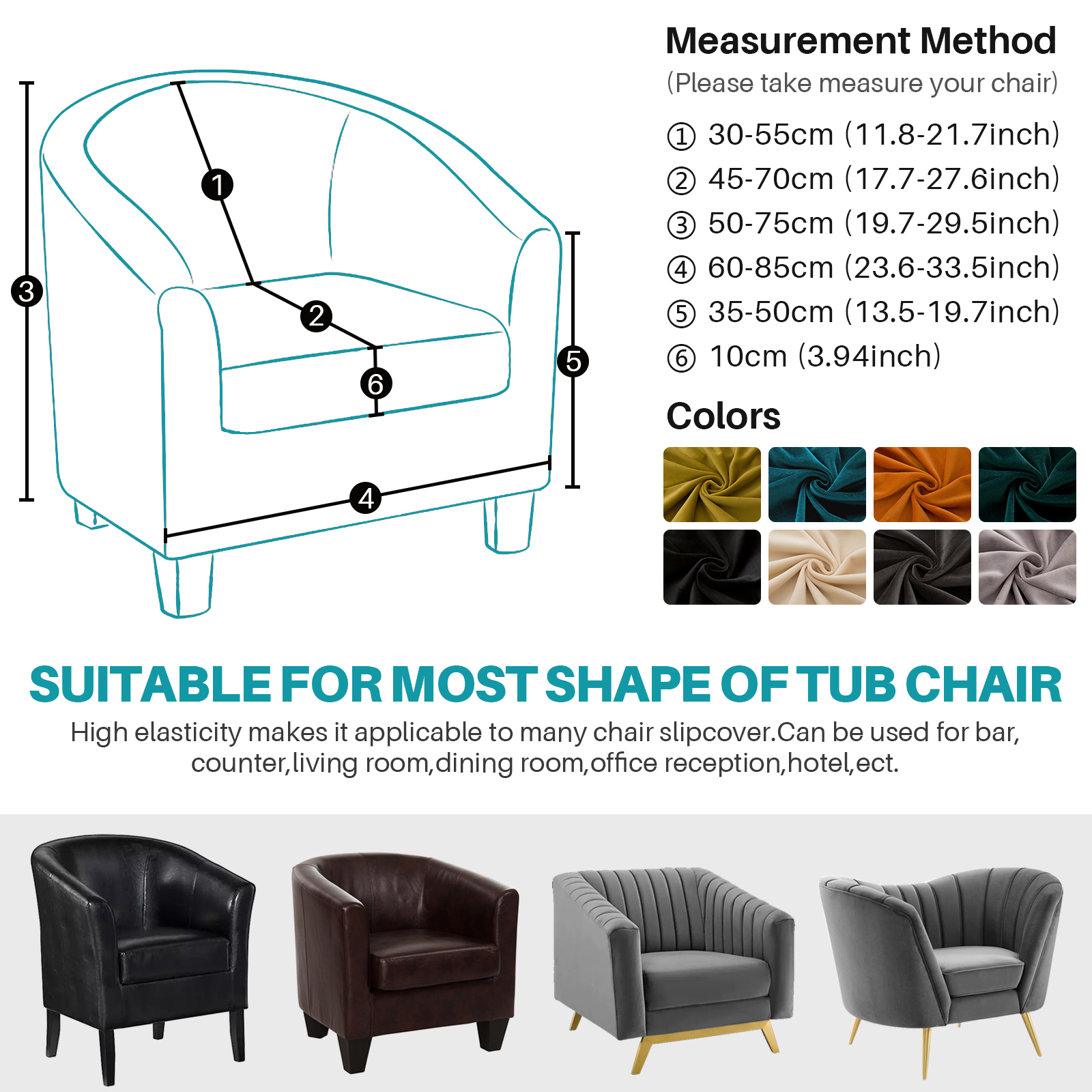 2-Piece Stretch Velvet Tub Chair Cover Armchair Slipcover Furniture Protector - Picture 90 of 103