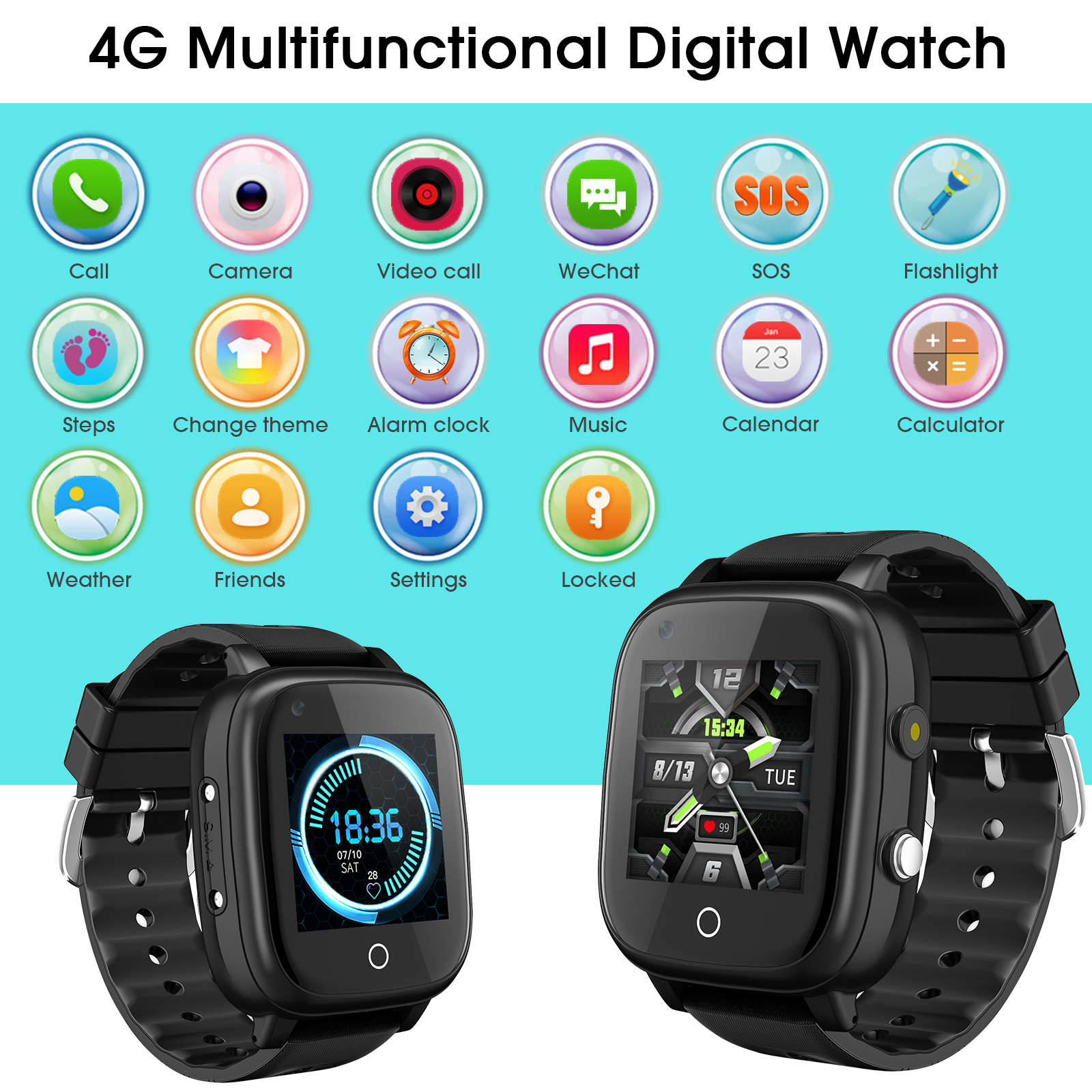 4G Kinder Smartwatch Videoanruf GPS WIFI Tracker Smartphone Uhr Kinder Weihnachtsgeschenk - Bild 7 von 42