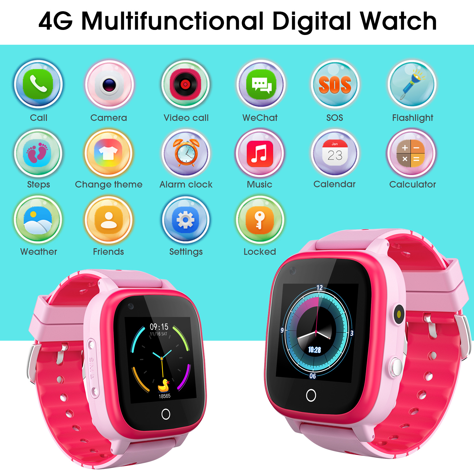 4G Kinder Smartwatch Videoanruf GPS WIFI Tracker Smartphone Uhr Kinder Weihnachtsgeschenk - Bild 16 von 42