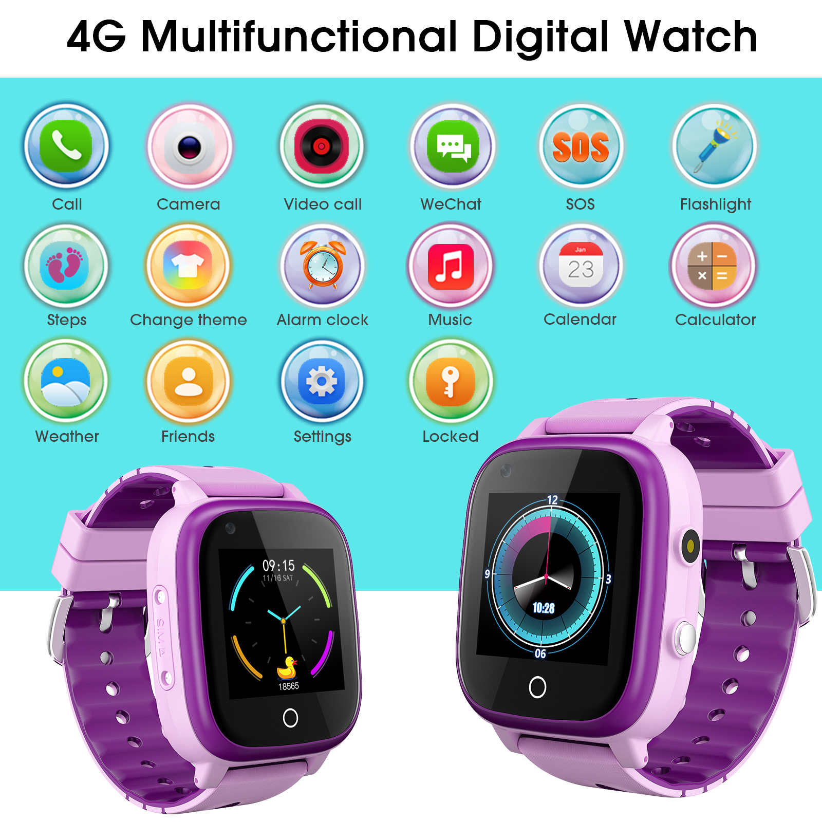 4G Kinder Smartwatch Videoanruf GPS WIFI Tracker Smartphone Uhr Kinder Weihnachtsgeschenk - Bild 25 von 42