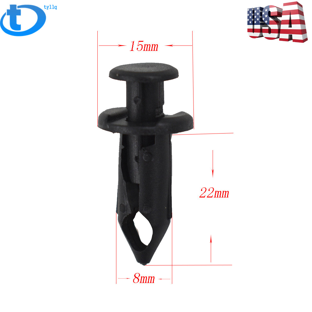 Set Of 100 ATV Retainer Clips 8mm Push Pin Splash Guard Body Panel Fit