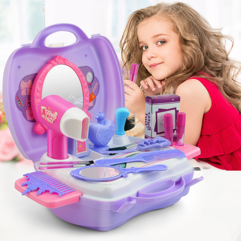 Pretend Play Cosmetic Makeup Toy Set Kit For Little Girls Kids 21pcs